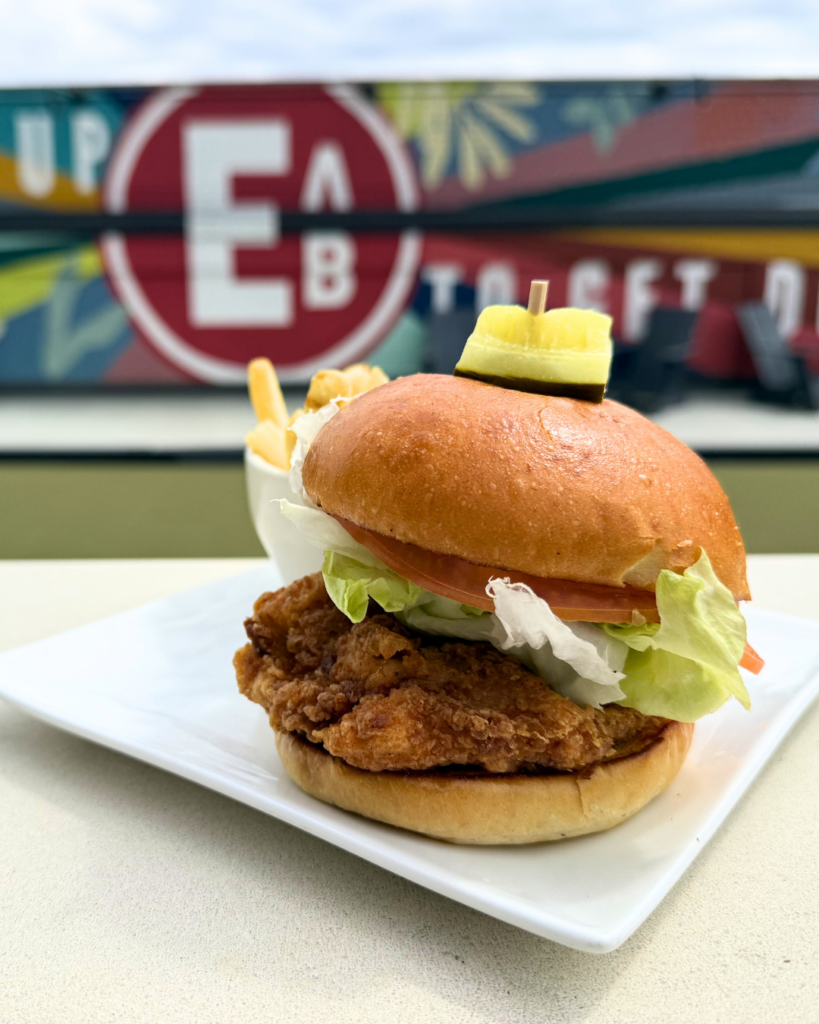 a chicken salad sandwich and fries